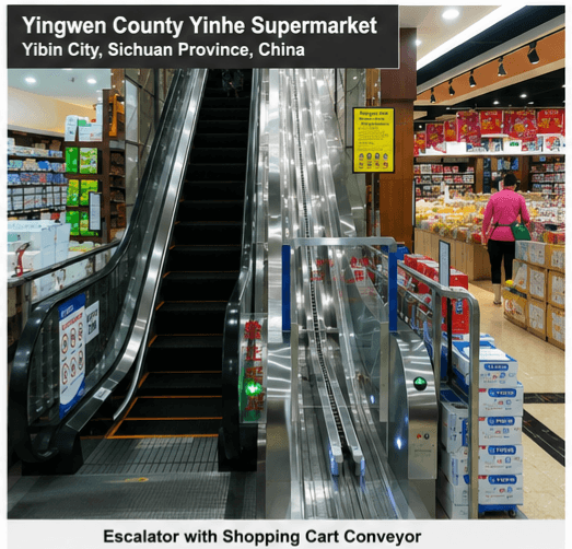 Escalator with Shopping Cart Conveyor at Yingwen County Yinhe Supermarket